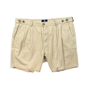 Vintage Givenchy Shorts Mens 40 Khaki Cotton Activewear Pleated Relaxed Chino